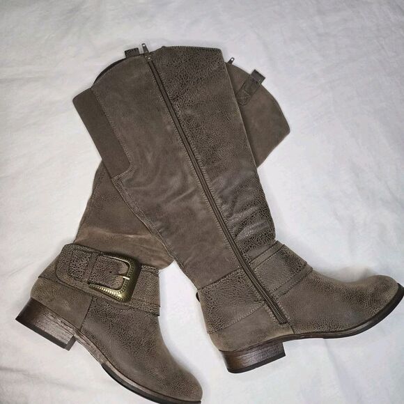 Maurices Shoes - Maurices Delilah Boots Riding Type Boots 6.5 Wide Calf Side Zip Man-made Materia